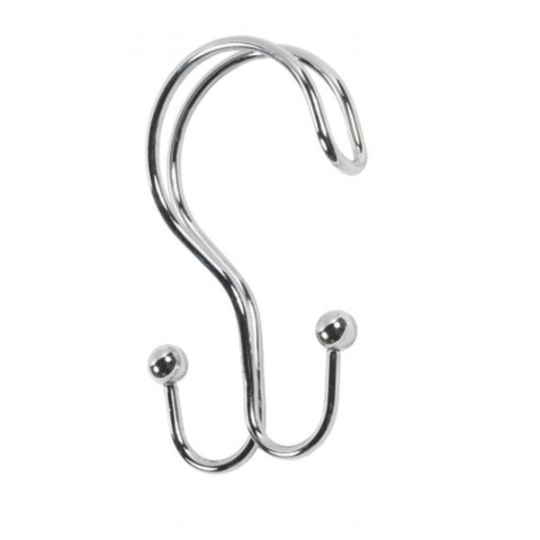 Livingquarters SLM-DO-03 Double Type Chrome Heavy Weight Metal Shower Curtain Hooks; Set Of 12 LI55868